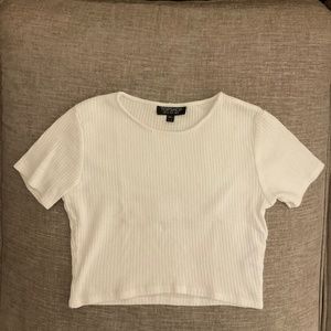 Topshop White Ribbed Crop Top